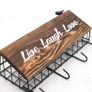Key Holder Wall Mounted Letter Rack, Wooden Key Organiser with Coat Hooks for Wall, Vintage Live Laugh Love Letter Holder Image 2