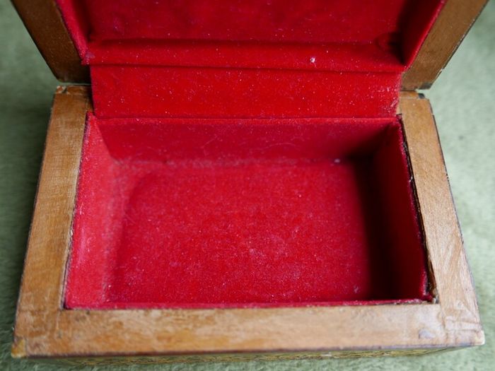 Vintage Handmade Wooden Jewelry Box Wood Trinket Storage Wood Box Mother of Pearl Inlay
