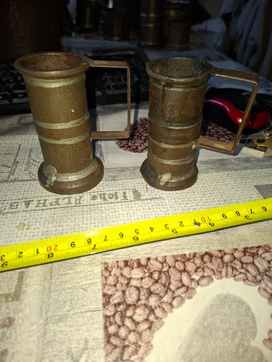 Rare 13 Piece Lot of Antique Chavagnat Tin Measuring Demi-Litre from Paris, France, dating  approximately 1800s.