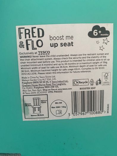 Baby boost seat for dining chairs