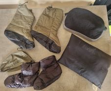 camping pillows and insulating boots