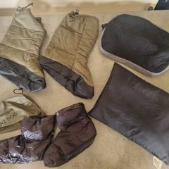 camping pillows and insulating boots