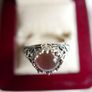 Vintage 925 sterling silver rose quartz & beryl ring 3,58g size P1/2 Image 3