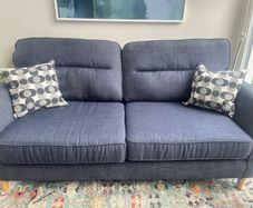 Navy Blue Three Seater Fabric Sofa