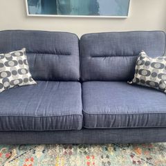 Navy Blue Three Seater Fabric Sofa