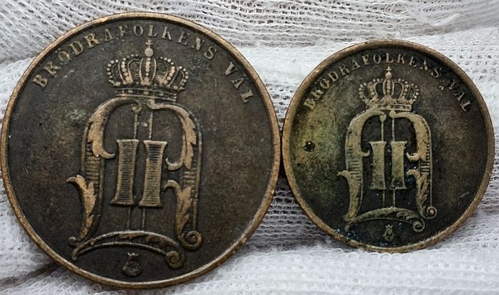 Sweden 1874 1875 5 ore 2 ore