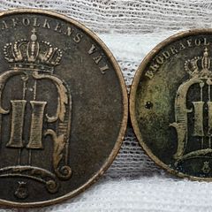Sweden 1874 1875 5 ore 2 ore