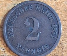 German Empire, Germany, 2 Pfennig 1874 A - free standard postage
