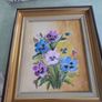 Framed And Signed Small Oil Painting On Canvas Still Life Pansies For Thoughts. By Sk. M. Paul. Image 2