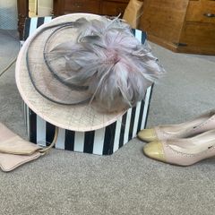 Fascinator / Hat - Dusty Pink/Silver Grey