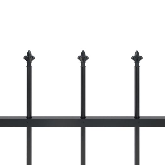 Garden Fence with Spear Top Steel 10.2x0.6 m Black