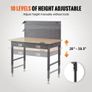 Workbench Adjustable Height 28-39.5" Work Bench For Garage Oak Plank & Carbon Steel Heavy Duty Workbench 2000lbs Weight Capacity Bench top Size 48x24" Hardwood Workbench 3m Cable 30 Hooks Image 6