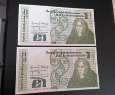 UNC 1986 Ireland One Pound Banknotes