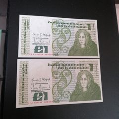 UNC 1986 Ireland One Pound Banknotes