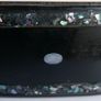 Mid 1800s Victorian Black Lacquer Papier Mache Abalone Inlay Snuff Box Image 7