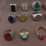 Antique Brass Rings Lot of 15 Mixed Gemstone & Glass Collectible Rings Image 4