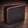 Unisex Genuine Leather Bifold Wallet Slim Vintage Brown Leather Wallet with Multiple Card Slots Image 6