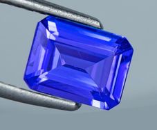 1.79c Elite Tanzanite. Certified IGI Antwerp. Deep Violet-Blue Exceptional Emerald Cut