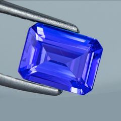 1.79c Elite Tanzanite. Certified IGI Antwerp. Deep Violet-Blue Exceptional Emerald Cut