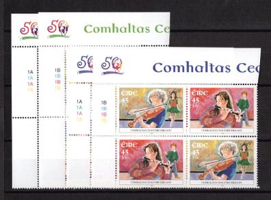 2001 Ireland 50th Anniversary of Irish Cultural Organisation Commemorative Stamps Plate 1A1A1A1A & 1B1B1B1B Mint Never Hinged (MNH)