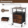 Slim Bedside Table Set of 2 with Charging Station & 2 Drawers - Narrow End Table with 2 Outlets, USB Ports,Industrial Rustic Brown Nightstand for Small Spaces, Bedroom, Living Room Image 2