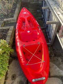 Koa sit on top kayak, roof rack and buoyancy aid