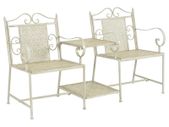 2 Seater Garden Bench 161 cm Steel White