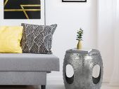 Side Table Round Diameter 38 x 43 cm Silver or Copper
