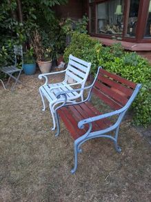 2 X Vintage Iron Garden Armchairs