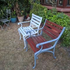 2 X Vintage Iron Garden Armchairs