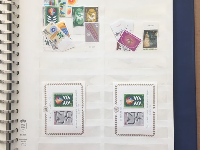 1951-1980s United Nations Stamp Collection Mint Never Hinged (MNH) in Lindner Pages housed in album (60 images showing contents)