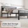 King Size Bed Frame with Wood Headboard,Heavy Duty Metal Platform Image 5