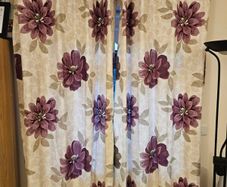 Purple Printed & Lined Curtains