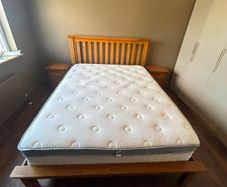 Solid oak king size bed and matching lockers
