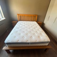 Solid oak king size bed and matching lockers