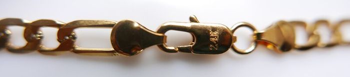 Men's 24K Yellow Gold Plated Figaro Necklace Link Chain 20" 16,56 grams