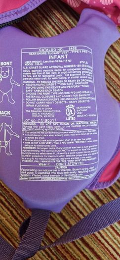 Swimming life vest baby (< 14kg/30lbs)
