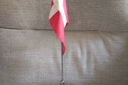 Vintage Desktop Danish Denmark Flag On Marble Base Rare V Cut