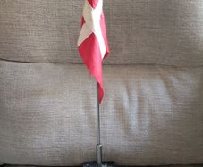 Vintage Desktop Danish Denmark Flag On Marble Base Rare V Cut