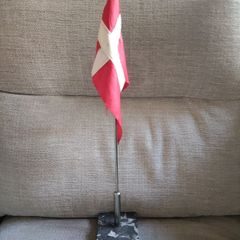 Vintage Desktop Danish Denmark Flag On Marble Base