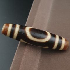 Antique Himalayan Tibetan Circle Square Eyes Agate Dzi Bead Amulet Pendant