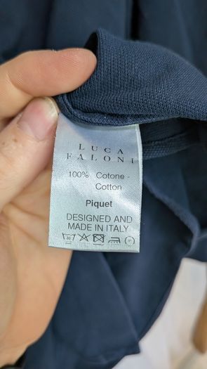 Luca Faloni Pique Shirt Blue Mens 16 41 Made In Italy Cotton Long Sleeve
