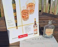 Gilbeys Spey Whisky Showcard & Skylark Whiskey Bottle