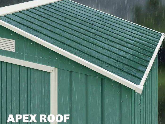 New 7ftx 4ft Lockable Garden Shed Large Patio Roofed Tool Metal Storage Building Foundation Sheds Box Outdoor Furniture,Green