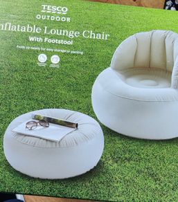 Festival-Bedroom Inflatable Chair With Footstool. Deal on Two