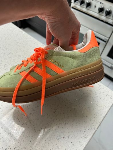 Adidas Gazelle Bold platform trainers - green and orange