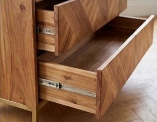 Swoon Norrebro 6 Drawer Chest  Mint Condition Solid Acacia & Brass (Mid Century / West Elm Style)