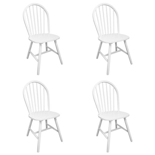 Dining Chairs 4 pcs White Solid Rubber Wood