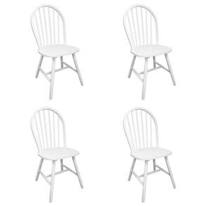 Dining Chairs 4 pcs White Solid Rubber Wood