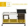 Wooden Rabbit Hutch, Guinea Pig Cage, with Removable Tray, Wheels - Brown Image 3